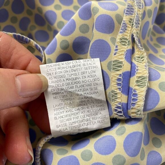 Leslie Fay 1980s Vtg maxi dress blue polka dot w/ short sleeves Summer Flowy - Picture 11 of 11